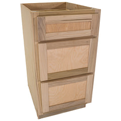 Kitchen Drawer Base Cabinet | Unfinished Poplar | Shaker Style | 18 in. | 3 Drawer