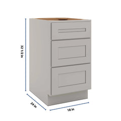 CNC Luxor 5-Piece Misty Grey 18" W X 32 1/2" H 3 Drawer Base Cabinet