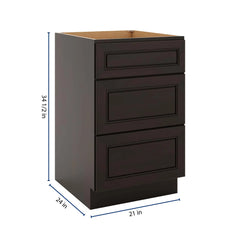 J&K Espresso K8 Base w/3 Drawers - 21" W