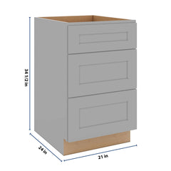 J&K Castle Grey S5 Base w/3 Drawers - 21" W
