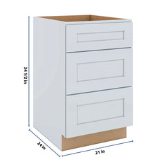 J&K White Shaker S8 Base w/3 Drawers - 21" W