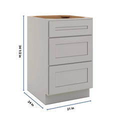 CNC Luxor 5-Piece Misty Grey 21" W 3 Drawer Base Cabinet