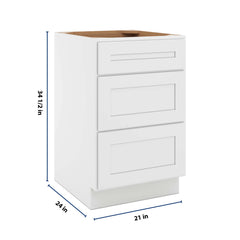 CNC Luxor 5-Piece White 21" W 3 Drawer Base Cabinet