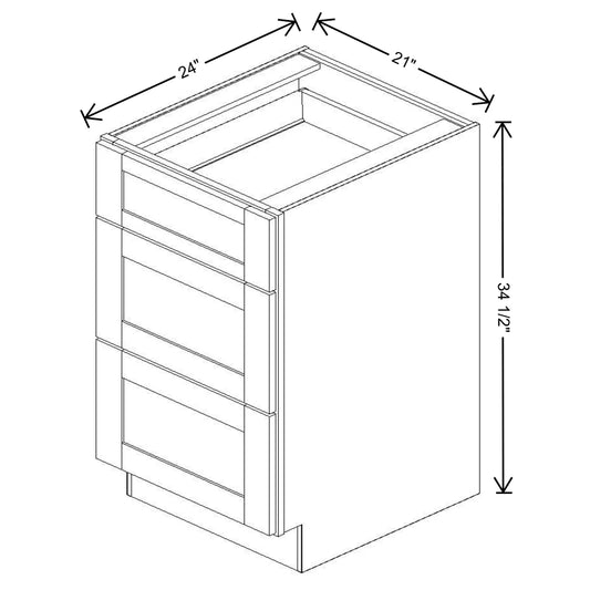 Fabuwood Allure Fusion Dove 21" W X 34 1/2" H X 24" D 3 Drawer Base Cabinet