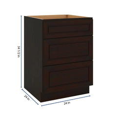 J&K Espresso K8 Base w/3 Drawers - 24" W