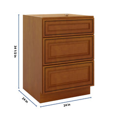 J&K Mocha Glazed K10 Base w/3 Drawers - 24" W