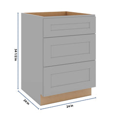 J&K Castle Grey S5 Base w/3 Drawers - 24" W