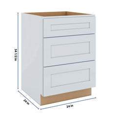 J&K White Shaker S8 Base w/3 Drawers - 24" W