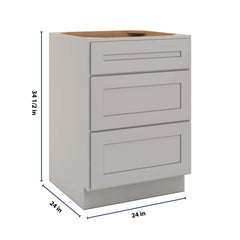 CNC Luxor 5-Piece Misty Grey 24" W 3 Drawer Base Cabinet