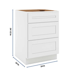CNC Luxor 5-Piece White 24" W 3 Drawer Base Cabinet
