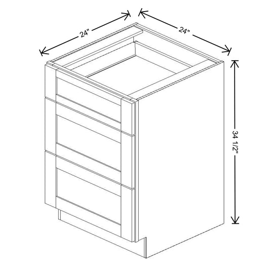 Fabuwood Quest Metro Frost 24" W X 34 1/2" H X 24" D 3 Drawer Base Cabinet