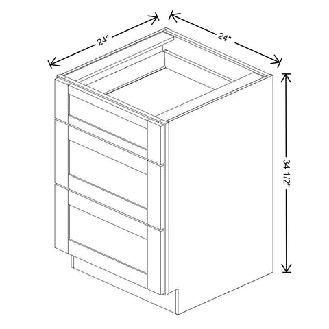 Fabuwood Quest Metro Frost 24" W X 34 1/2" H X 24" D 3 Drawer Base Cabinet