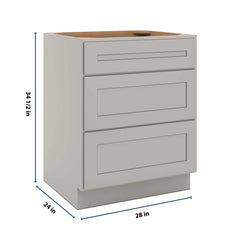 CNC Luxor 5-Piece Misty Grey 27" W 3 Drawer Base Cabinet