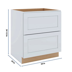 J&K White Shaker S8 Base w/2 Drawers - 30" W