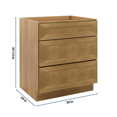 J&K Butterscotch B8 Base w/3 Drawers - 30" W