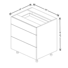 Fabuwood Illume Catalina como-ash2 12"W 3 Drawer Base