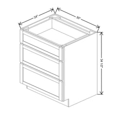 Wolf Classic Dartmouth Pewter Paint 30"W Base 3 Drawer Cabinet