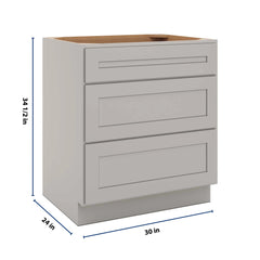 CNC Luxor 5-Piece Misty Grey 30" W 3 Drawer Base Cabinet
