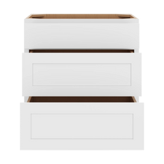 CNC Luxor White 30" W 3 Drawer Base Cabinet