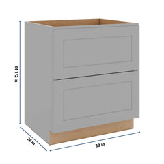 J&K Castle Grey S5 Base w/2 Drawers - 33" W