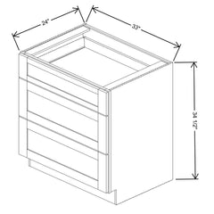 Fabuwood Allure Luxe Cloud White 33" W X 34 1/2" H X 24" D 3 Drawer Base Cabinet