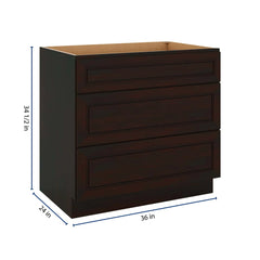J&K Espresso K8 Base w/3 Drawers - 36" W