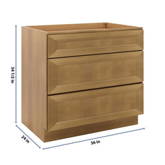J&K Butterscotch B8 Base w/3 Drawers - 36" W