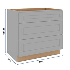 J&K Castle Grey S5 Base w/3 Drawers - 36" W