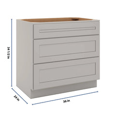CNC Luxor 5-Piece Misty Grey 36" W 3 Drawer Base Cabinet