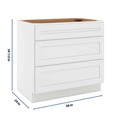 CNC Luxor 5-Piece White 36" W 3 Drawer Base Cabinet