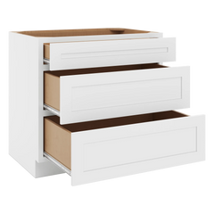 CNC Luxor 5-Piece White 36" W 3 Drawer Base Cabinet