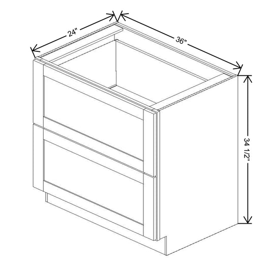 Fabuwood Value Premium Hallmark Frost 36" W X 34 1/2" H X 24" D 3 Drawer Base Cabinet