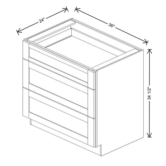 Fabuwood Allure Galaxy Cobblestone 36" W X 34 1/2" H X 24" D 3 Drawer Base Cabinet