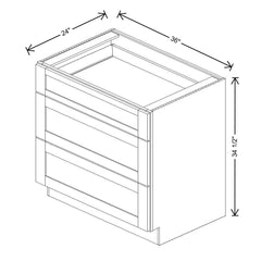 Fabuwood Allure Galaxy Linen 36" W X 34 1/2" H X 24" D 3 Drawer Base Cabinet