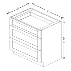 Fabuwood Value Premium Hallmark Frost 36" W X 34 1/2" H X 24" D 3 Drawer Base Cabinet