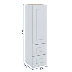 J&K White Shaker S8 Vanity Counter Linen 12" W x 45" H x 12" D