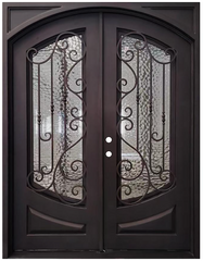 Elina 6/0x8/0 Square Exterior Wrought Iron Prehung Double Door
