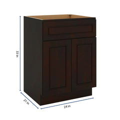J&K Espresso K8 Vanity Base Sink Door/False Drawer 24" W x 33" H x 21" D