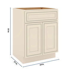 J&K Pearl Glazed H9 Vanity Base Sink Door/False Drawer 24" W x 33" H x 21" D