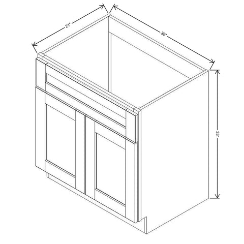 J&K Java Coffee S1 Vanity Base Sink Door/False Drawer 30" W x 33" H x 21" D