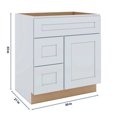J&K White Shaker S8 Vanity Sink Combo 30" W x 33" H x 21" D