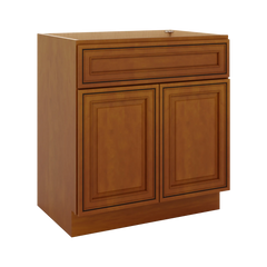 J&K Mocha Glazed K10 Vanity Base Sink Door/False Drawer 30" W x 33" H x 21" D