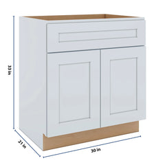J&K White Shaker S8 Vanity Base Sink Door/False Drawer 30" W x 33" H x 21" D