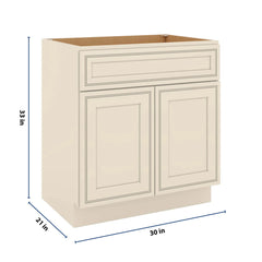 J&K Pearl Glazed H9 Vanity Base Sink Door/False Drawer 30" W x 33" H x 21" D