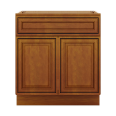 J&K Mocha Glazed K10 Vanity Base Sink Door/False Drawer 30" W x 33" H x 21" D