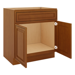 J&K Mocha Glazed K10 Vanity Base Sink Door/False Drawer 30" W x 33" H x 21" D
