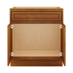J&K Mocha Glazed K10 Vanity Base Sink Door/False Drawer 30" W x 33" H x 21" D