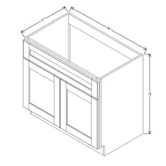 J&K Almond S2 Vanity Base Sink Door/False Drawer 36" W x 33" H x 21" D