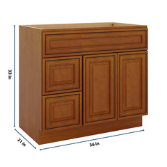 J&K Mocha Glazed K10 Vanity Sink Combo 36" W x 33" H x 21" D