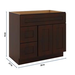 J&K Java Coffee S1 Vanity Sink Combo 36" W x 33" H x 21" D